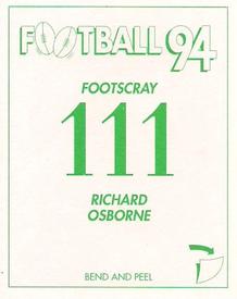1994 Select AFL Stickers #111 Richard Osborne Back